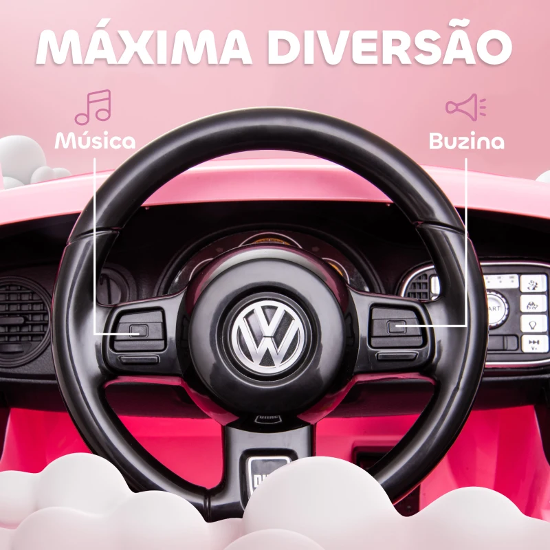 Volkswagen Beetle rosa ministand.pt carros elétricos para crianças