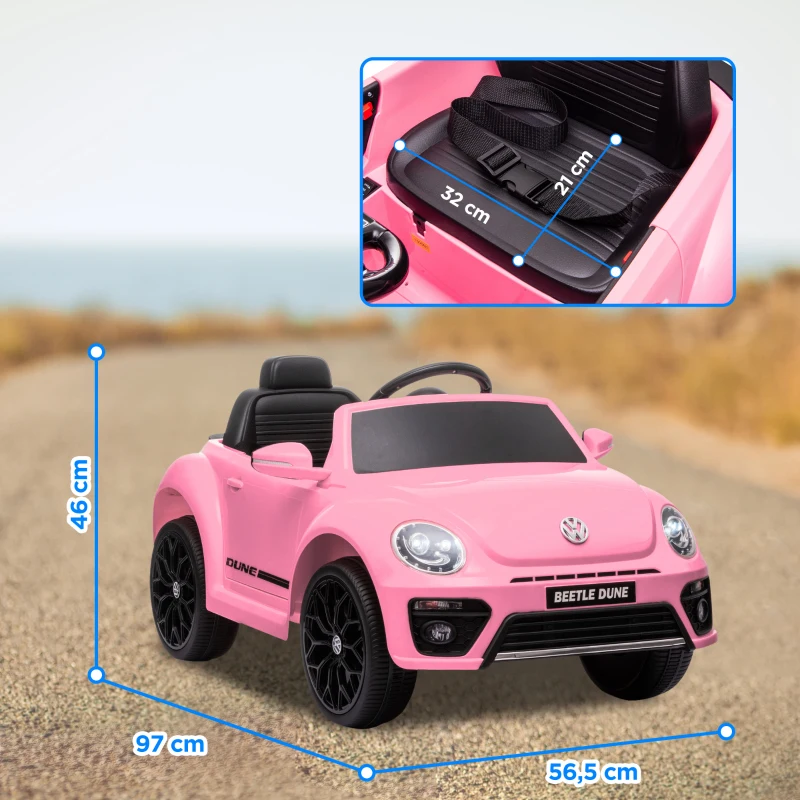 Volkswagen Beetle rosa ministand.pt carros elétricos para crianças