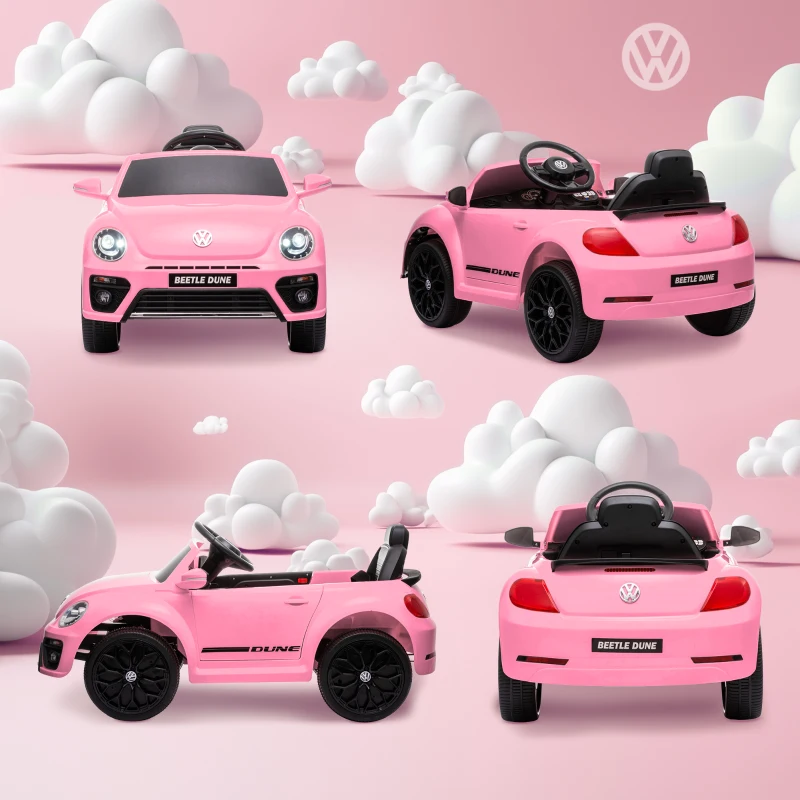 Volkswagen Beetle rosa ministand.pt carros elétricos para crianças